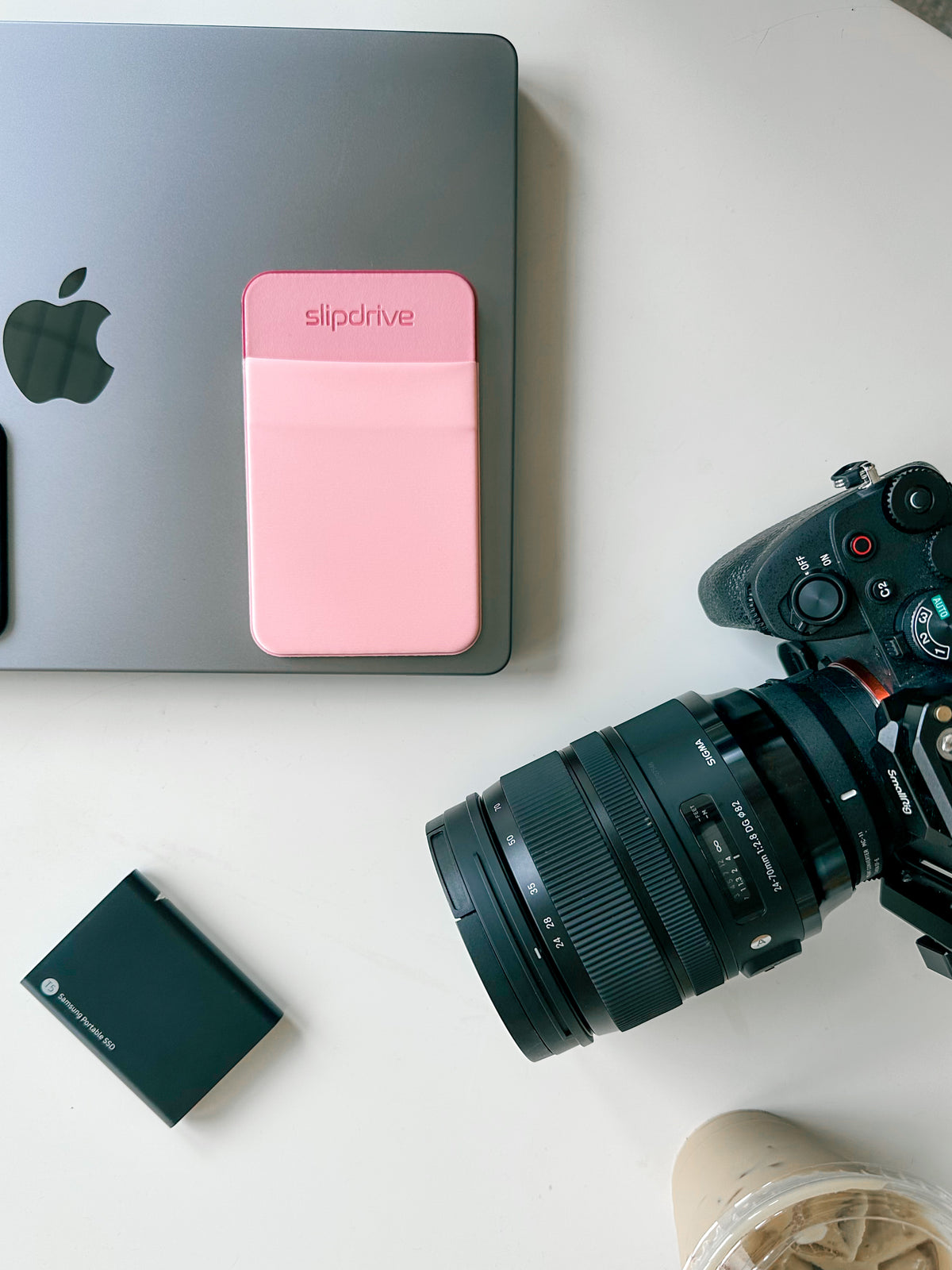 Slipdrive - Portable Hard Drive Sleeve for Laptop - SSD Solid State Drive - Reusable Adhesive - Stick on External Hard Drive Carrying Case - Pocket Pouch