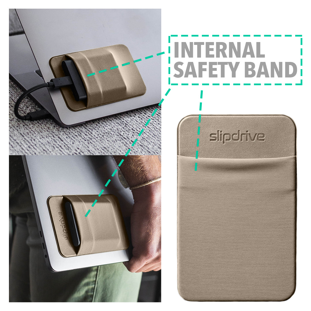 Slipdrive - Portable Hard Drive Sleeve for Laptop - SSD Solid State Drive - Reusable Adhesive - Stick on External Hard Drive Carrying Case - Pocket Pouch