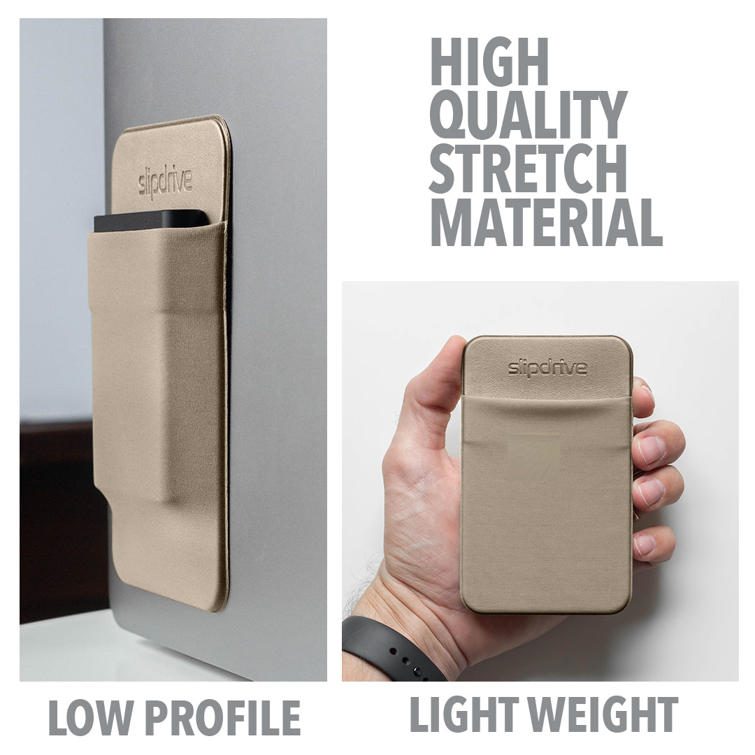 Slipdrive - Portable Hard Drive Sleeve for Laptop - SSD Solid State Drive - Reusable Adhesive - Stick on External Hard Drive Carrying Case - Pocket Pouch