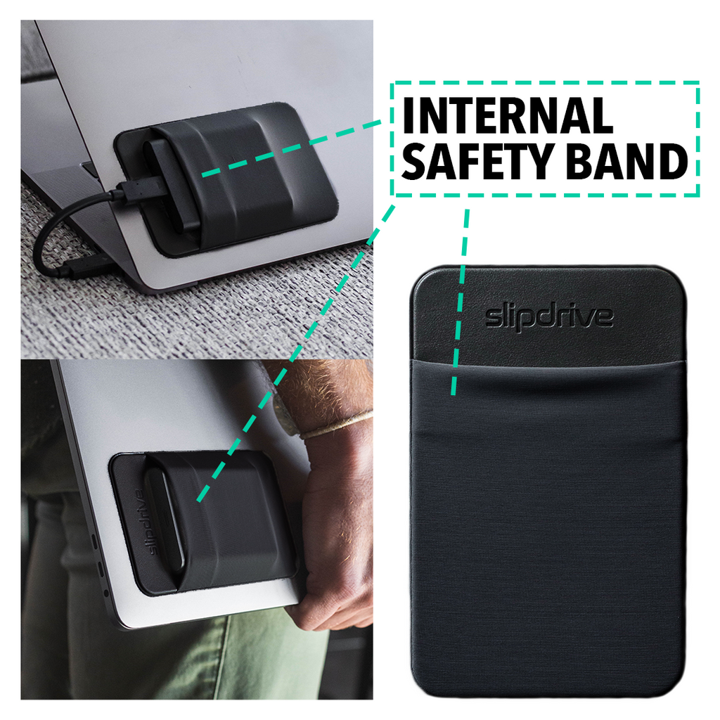 Slipdrive - Portable Hard Drive Sleeve for Laptop - SSD Solid State Drive - Reusable Adhesive - Stick on External Hard Drive Carrying Case - Pocket Pouch
