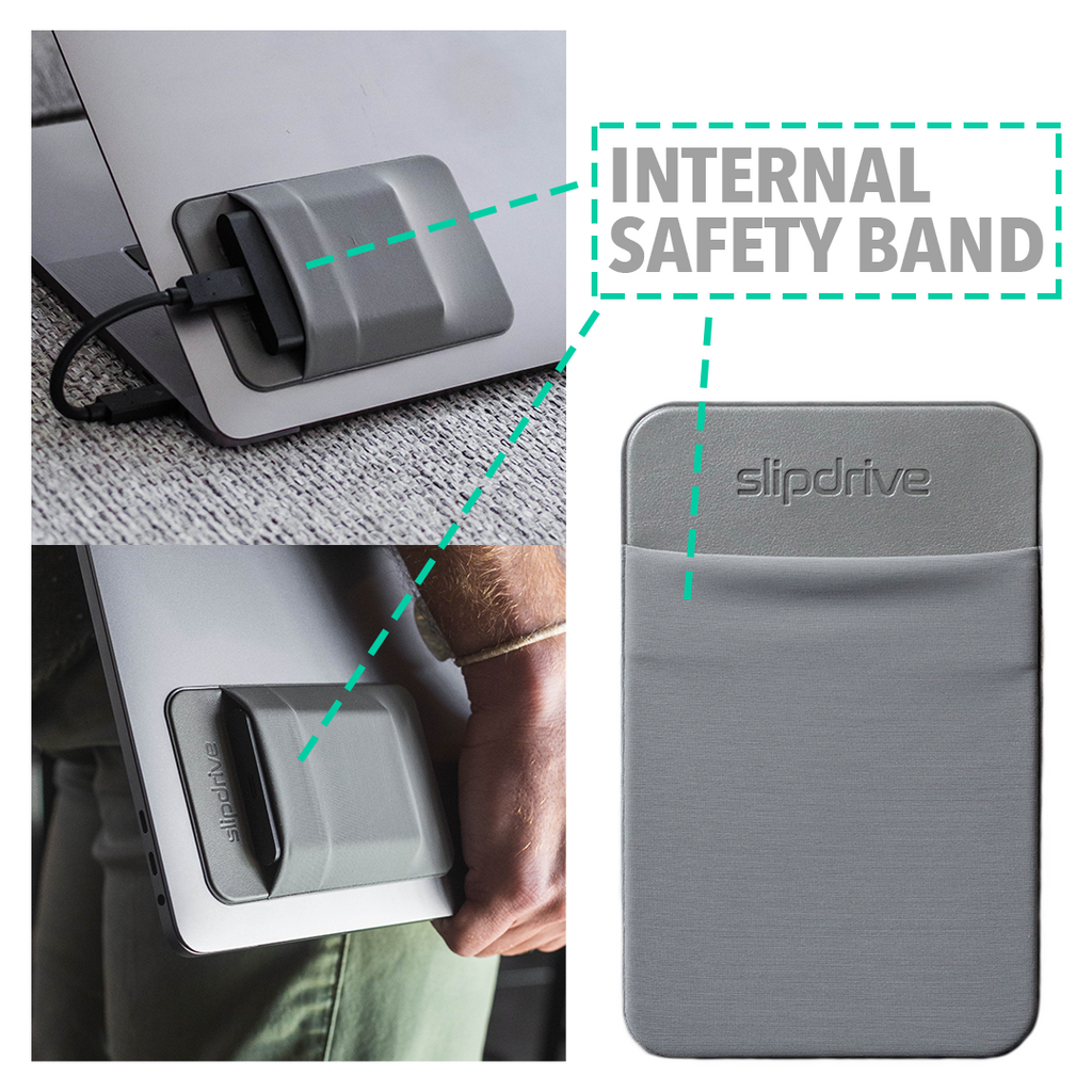 Slipdrive - Portable Hard Drive Sleeve for Laptop - SSD Solid State Drive - Reusable Adhesive - Stick on External Hard Drive Carrying Case - Pocket Pouch
