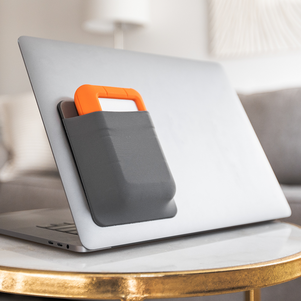 Portable Hard Drive Sleeve for Laptop - HDD Hard Disk Drive - Reusable Adhesive - 5.5” x 4.5” Stick on External Hard Drive Carrying Case - Travel Pocket Pouch (Large, Gray)