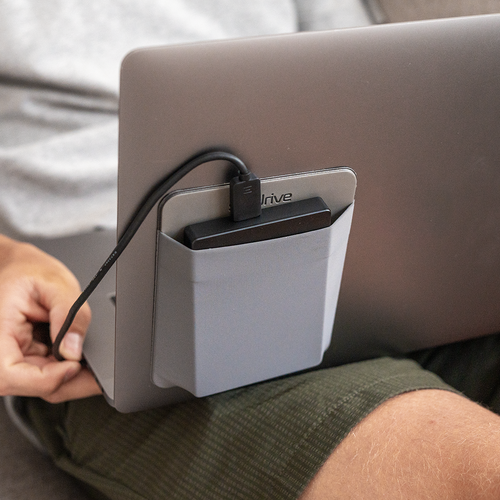 Portable Hard Drive Sleeve for Laptop - HDD Hard Disk Drive - Reusable Adhesive - 5.5” x 4.5” Stick on External Hard Drive Carrying Case - Travel Pocket Pouch (Large, Gray)