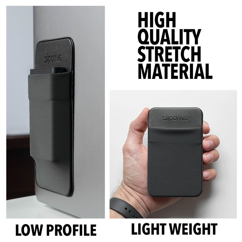 Slipdrive - Portable Hard Drive Sleeve for Laptop - SSD Solid State Drive - Reusable Adhesive - Stick on External Hard Drive Carrying Case - Pocket Pouch