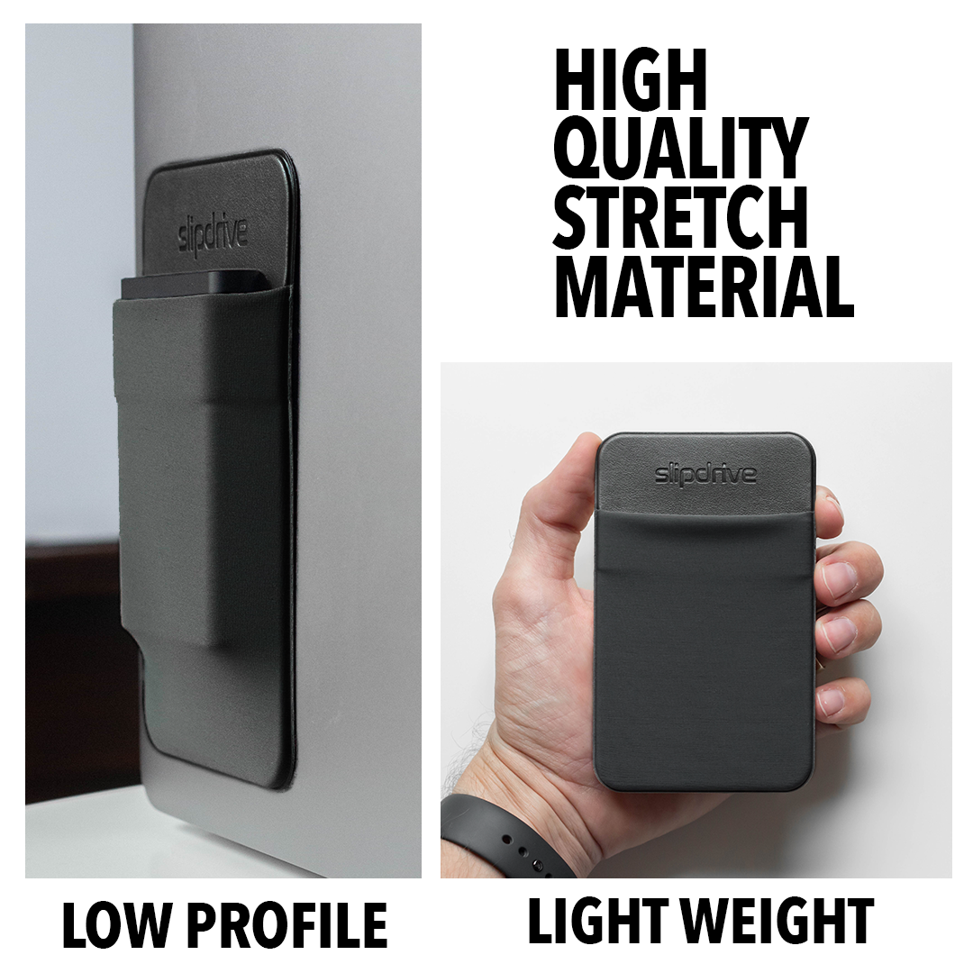 Slipdrive - Portable Hard Drive Sleeve for Laptop - SSD Solid State Drive - Reusable Adhesive - Stick on External Hard Drive Carrying Case - Pocket Pouch