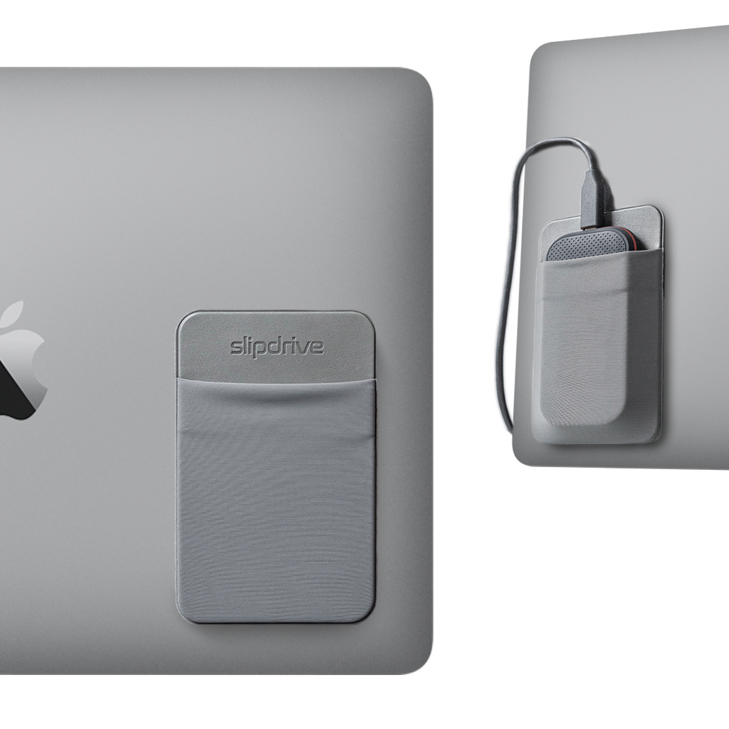 Slipdrive - Portable Hard Drive Sleeve for Laptop - SSD Solid State Drive - Reusable Adhesive - Stick on External Hard Drive Carrying Case - Pocket Pouch