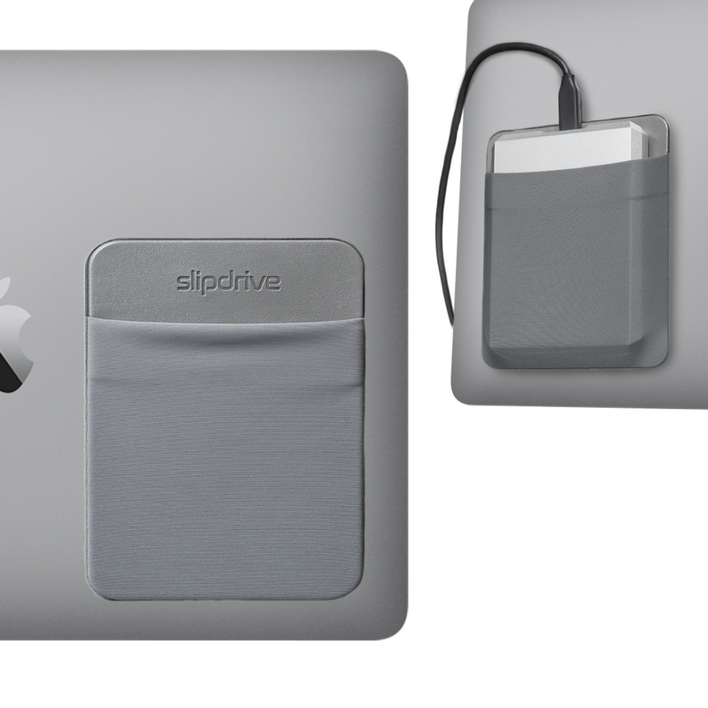 Portable Hard Drive Sleeve for Laptop - HDD Hard Disk Drive - Reusable Adhesive - 5.5” x 4.5” Stick on External Hard Drive Carrying Case - Travel Pocket Pouch (Large, Gray)