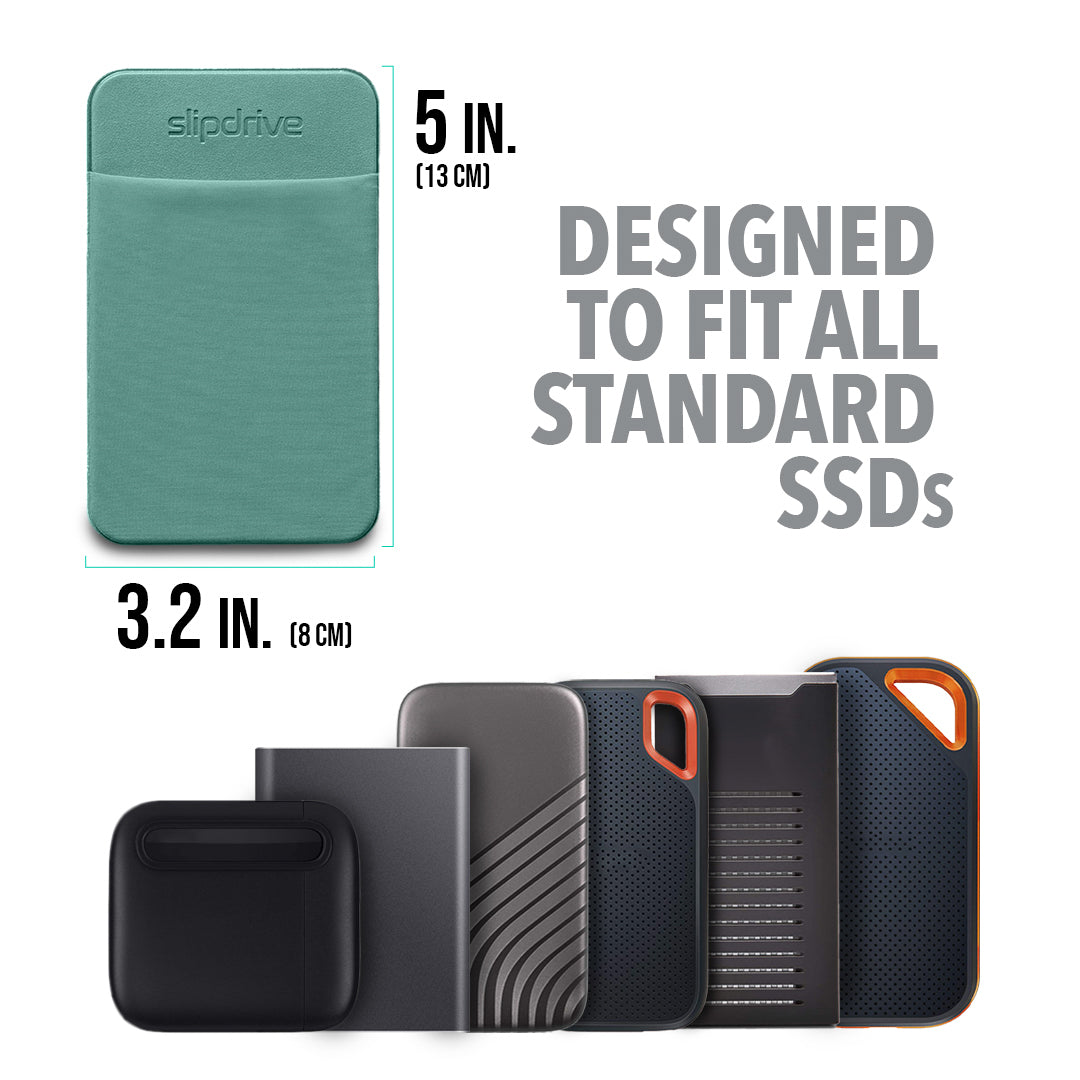 Slipdrive - Portable Hard Drive Sleeve for Laptop - SSD Solid State Drive - Reusable Adhesive - Stick on External Hard Drive Carrying Case - Pocket Pouch